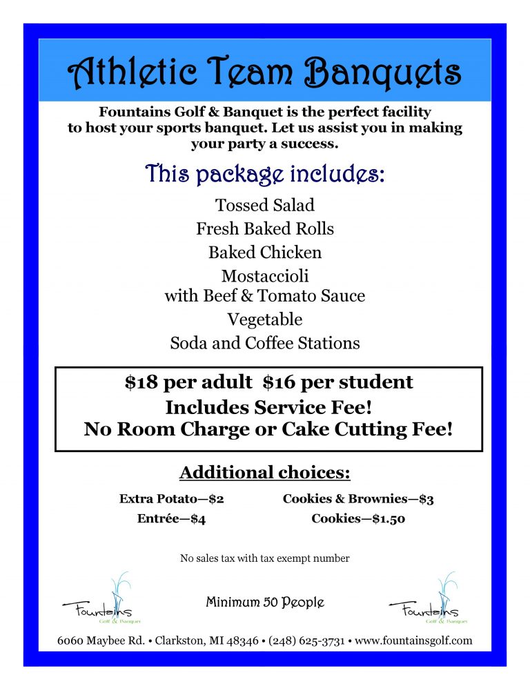 Sports Banquet Fountains Golf & Banquet